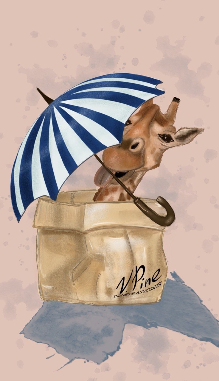 Giraffe with Umbrella